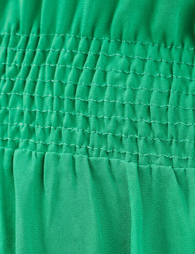Robe longue évasée volantée vert menthe femme