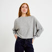 Cape boyfriend cropped col rond gris clair femme