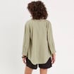 Chemise manches 3/4 contenant du lin vert kaki femme