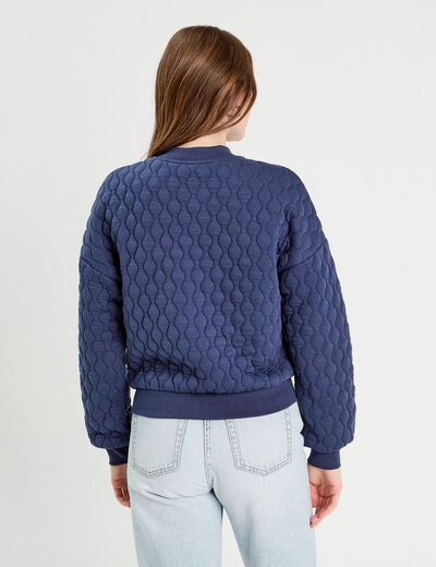 Veste matelassée zippée bleu marine femme