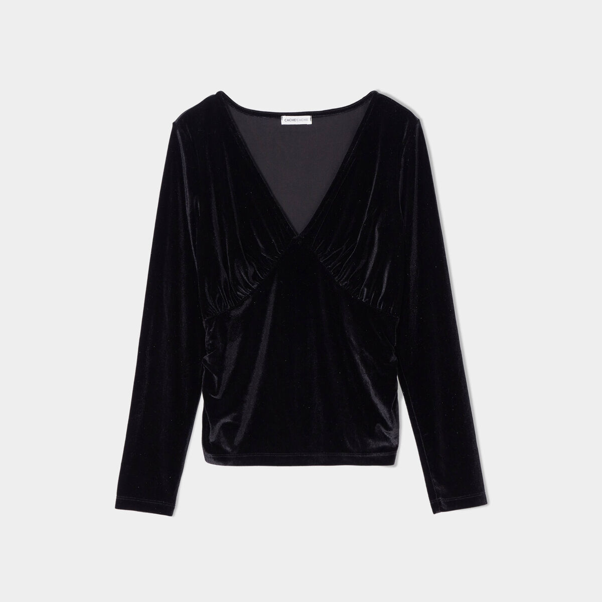 T-shirt velours cintré noir femme