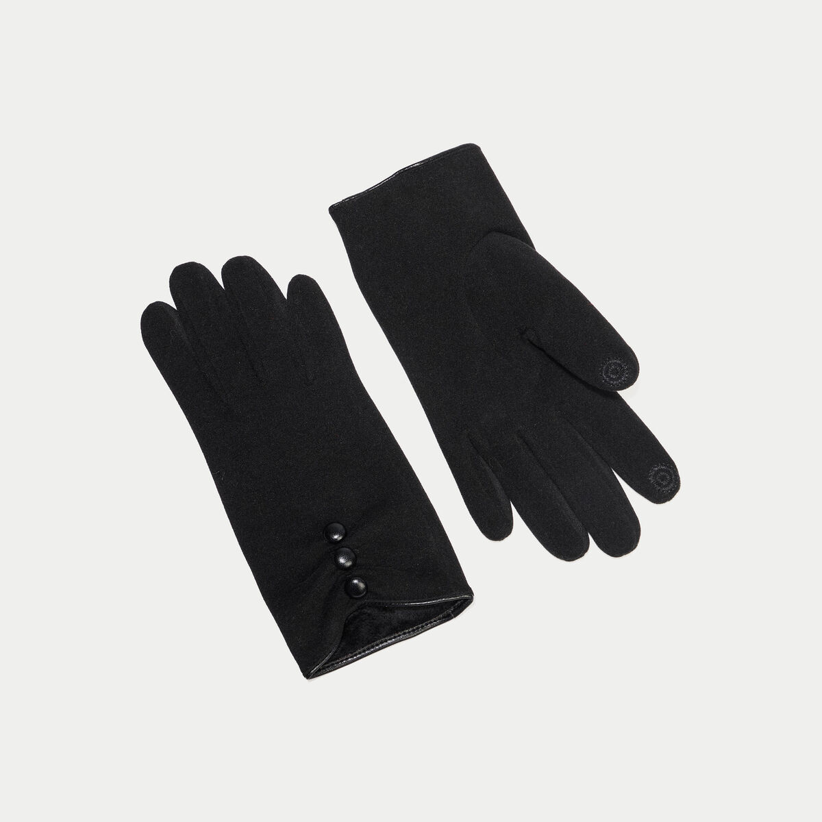 Gants avec boutons noir femme