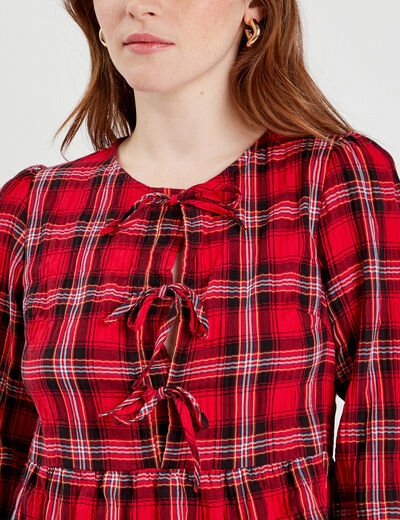 Blouse avec noeuds rouge femme