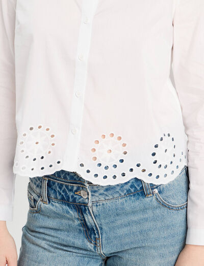 Chemise avec broderie ecru femme