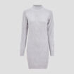 Robe pull droite col montant gris clair femme
