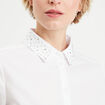 Chemise manches longues clous ecru femme