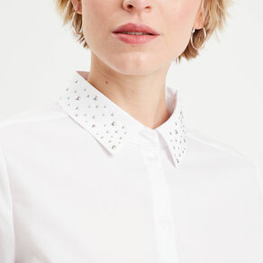 chemise manches longues clous ecru femme Chemise manches longues clous ecru femme