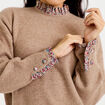Pull col rond manches longues beige femme