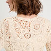 Pull ajouré effet crochet ecru femme