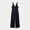 Combinaison jean large sans manches denim brut femme