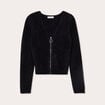 Gilet zippé mailles duveteuses noir femme