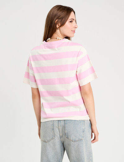 T-shirt manches courtes rose clair femme