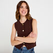 Gilet sans manches cropped marron fonc&eacute; femme