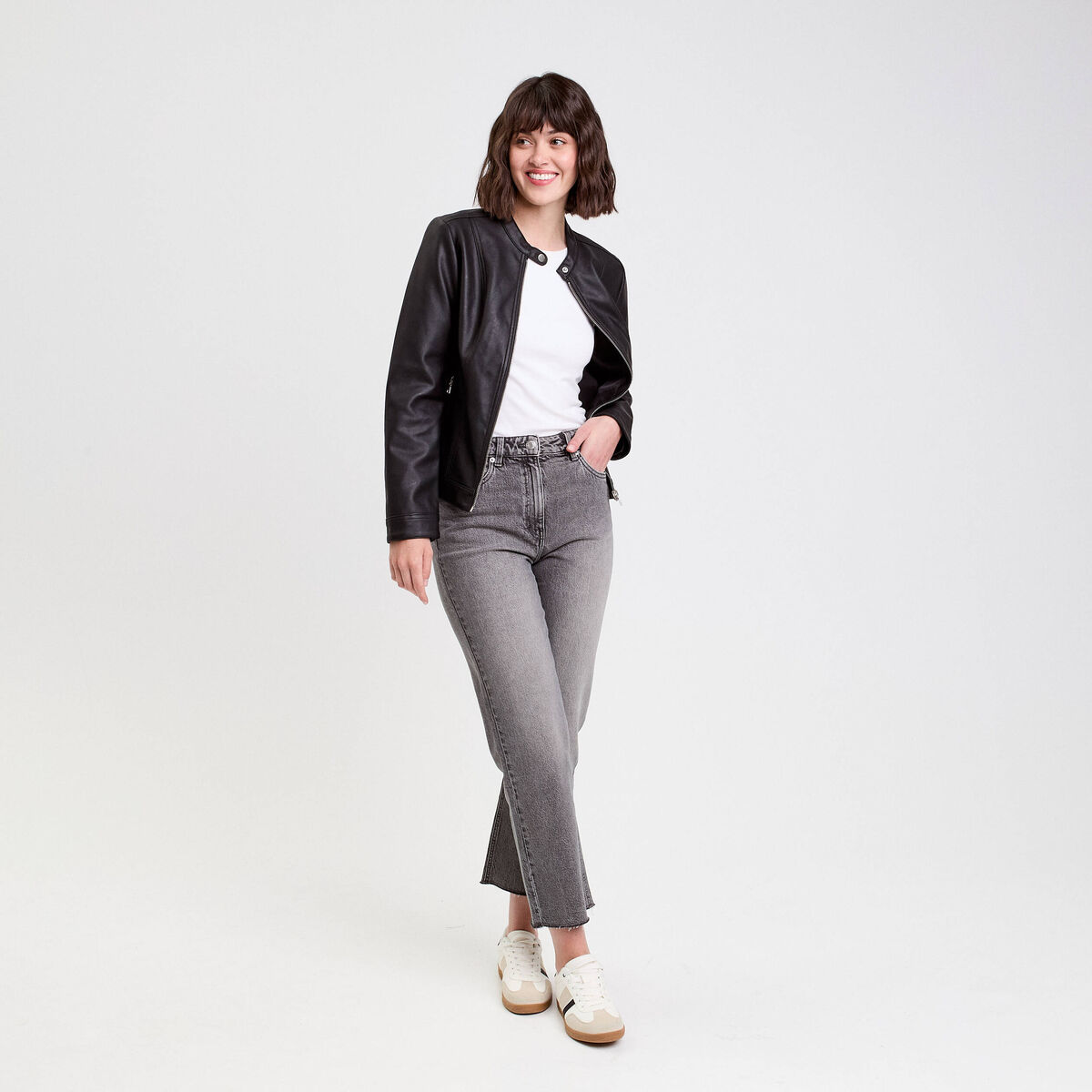 Veste droite zippée noir femme