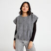 Veste oversize sans manches col rond gris clair femme