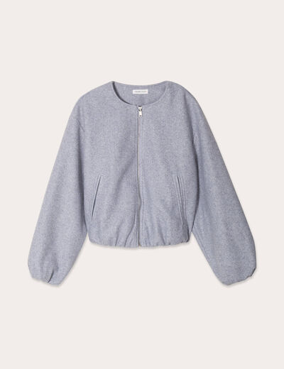 Veste effet boule gris clair femme