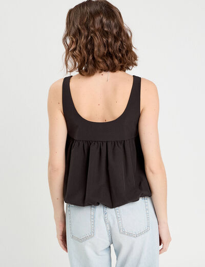 Blouse effet boule et noeud noir femme