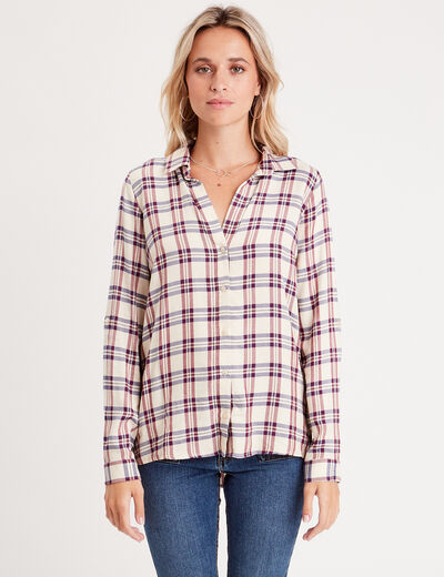 Chemise manches longues creme femme