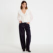 Blouse col claudine bas resserr&eacute; ecru femme
