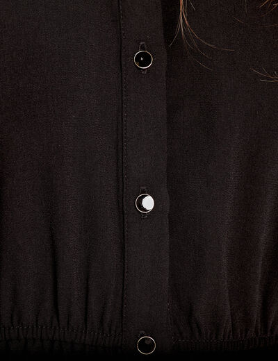 Robe évasée boutonnée noir femme
