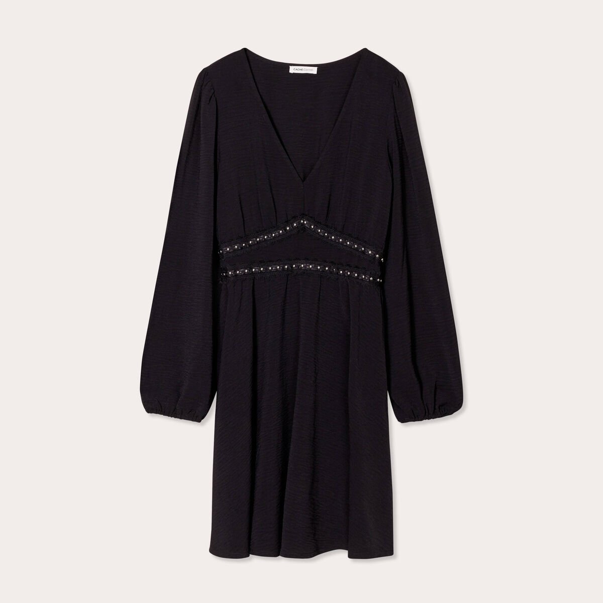 Robe évasée avec bandes clous noir femme