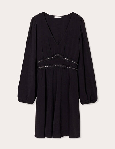 Robe évasée avec bandes clous noir femme