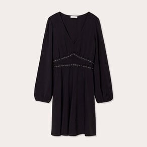 robe evasee avec bandes clous noir femme Robe évasée avec bandes clous noir femme