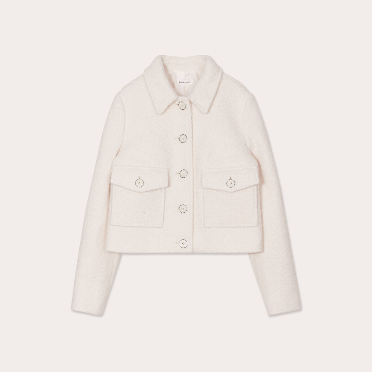 Veste droite boutonnée ecru femme