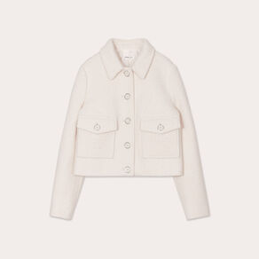 Veste droite boutonnée ecru femme
