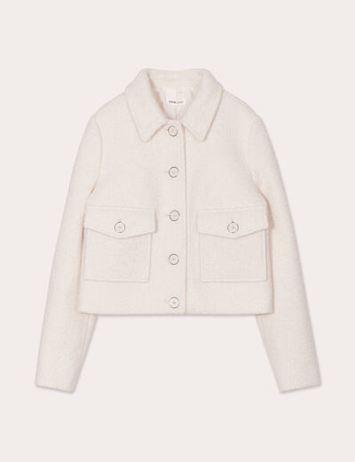 Veste droite boutonnée ecru femme