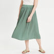 Jupe midi &eacute;vas&eacute;e pliss&eacute;e blanc femme