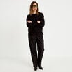 Sweat droit col rond d&eacute;tail dentelle noir femme