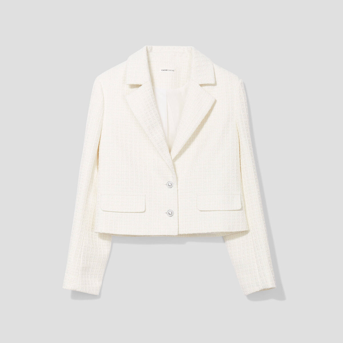 Veste droite boutonnée ecru femme