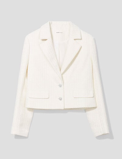 Veste droite boutonnée ecru femme