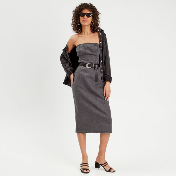robe bustier moulante en jean denim gris femme Robe bustier moulante en jean denim gris femme