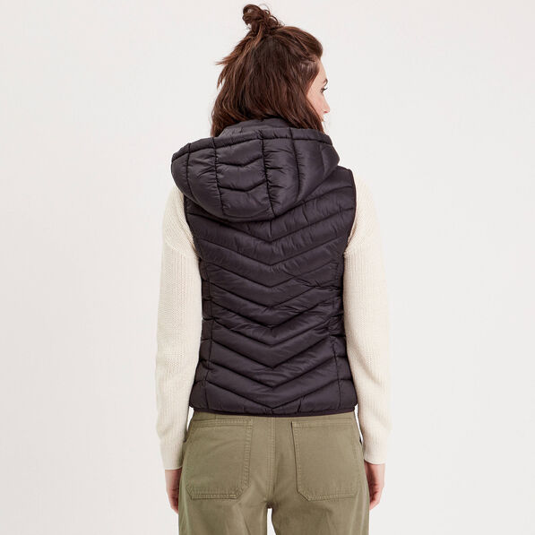 Doudoune droite à capuche noir femme
