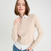 Pull chemise 2-en-1 beige femme