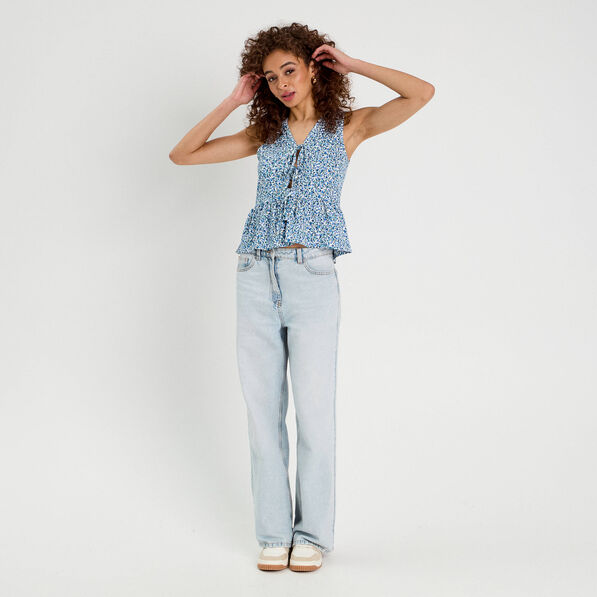 blouse nouee bleu femme Blouse nouée bleu femme