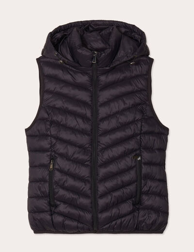 Doudoune sans manches capuche noir femme