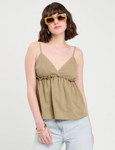Caraco bretelles fines vert kaki femme