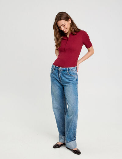 Polo manches courtes rouge foncé femme