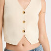 Gilet sans manches col en V ecru femme