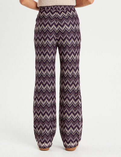 Pantalon large ajouré violet femme