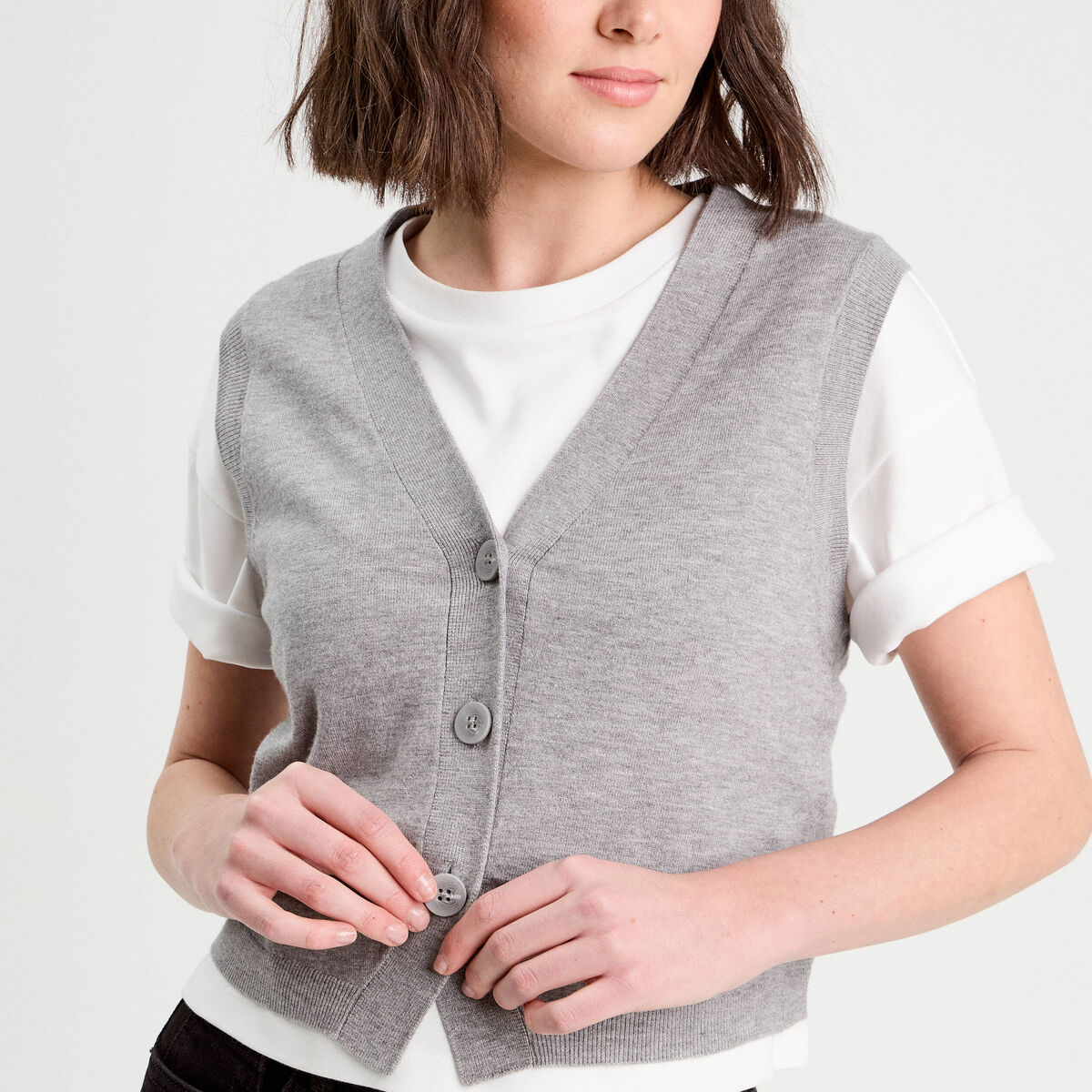Gilet sans manches gris foncé femme
