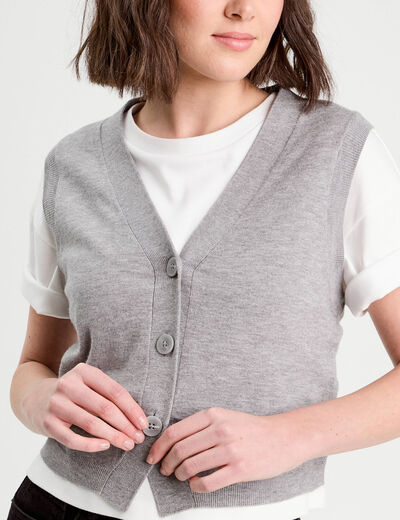 Gilet sans manches gris foncé femme