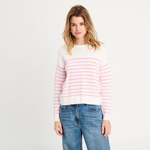 Pull manches longues rose fushia femme