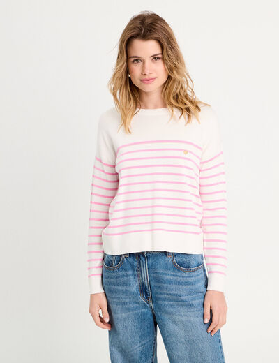 Pull manches longues rose fushia femme