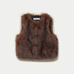Gilet sans manches fausse fourrure marron femme