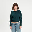 Pull manches chauves-souris vert foncé femme