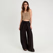Pantalon large taille haute fluide noir femme